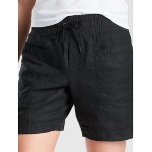 Athleta Cabo Shorts Linen Black Solid Drawstring W